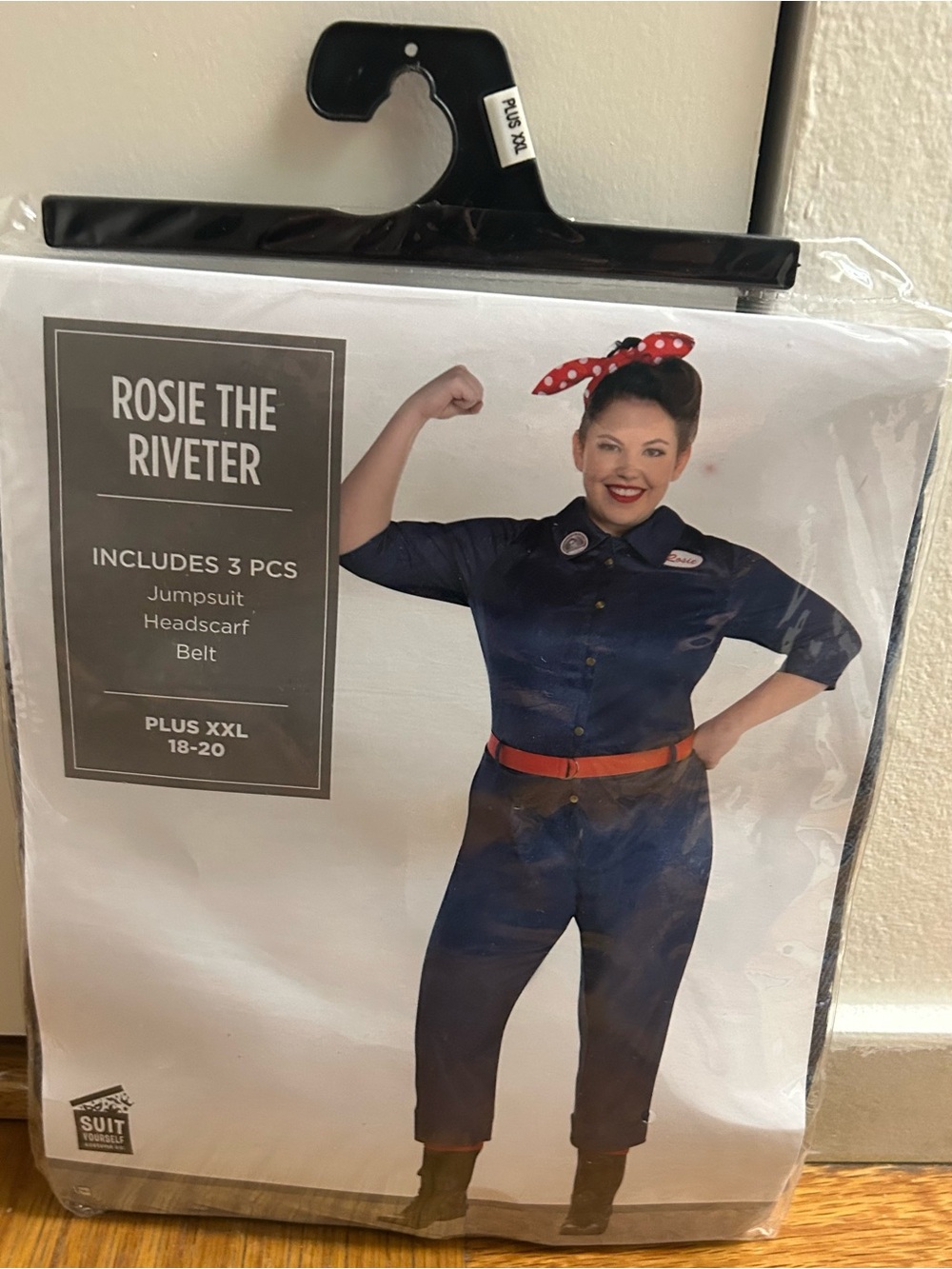 Rosie The Riveter Navy Jumpsuit with Red Belt - Plus XXL